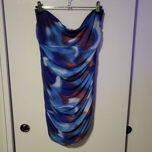 NWOT Fashion Nova Blue Ruched Tube Mini Dress L